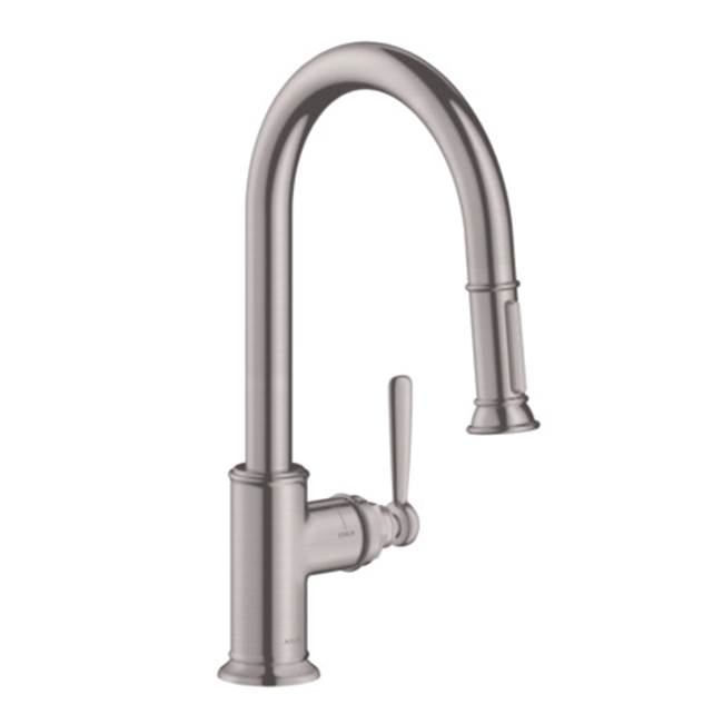 Axor Montreux HighArc Kitchen Faucet 2-Spray Pull-Down, 1.75 GPM in Steel Optic