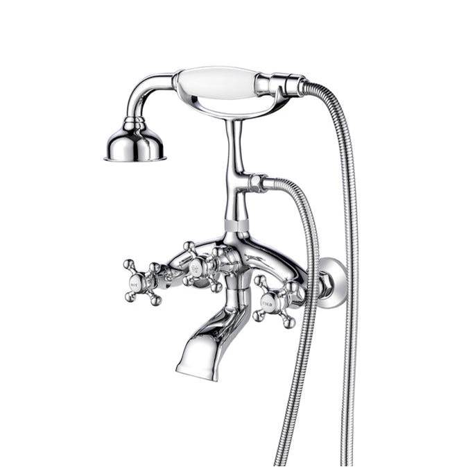 Barclay Wall Mount Filler w/HandShower8'' Curved Bdy,Cross Hndl,CP