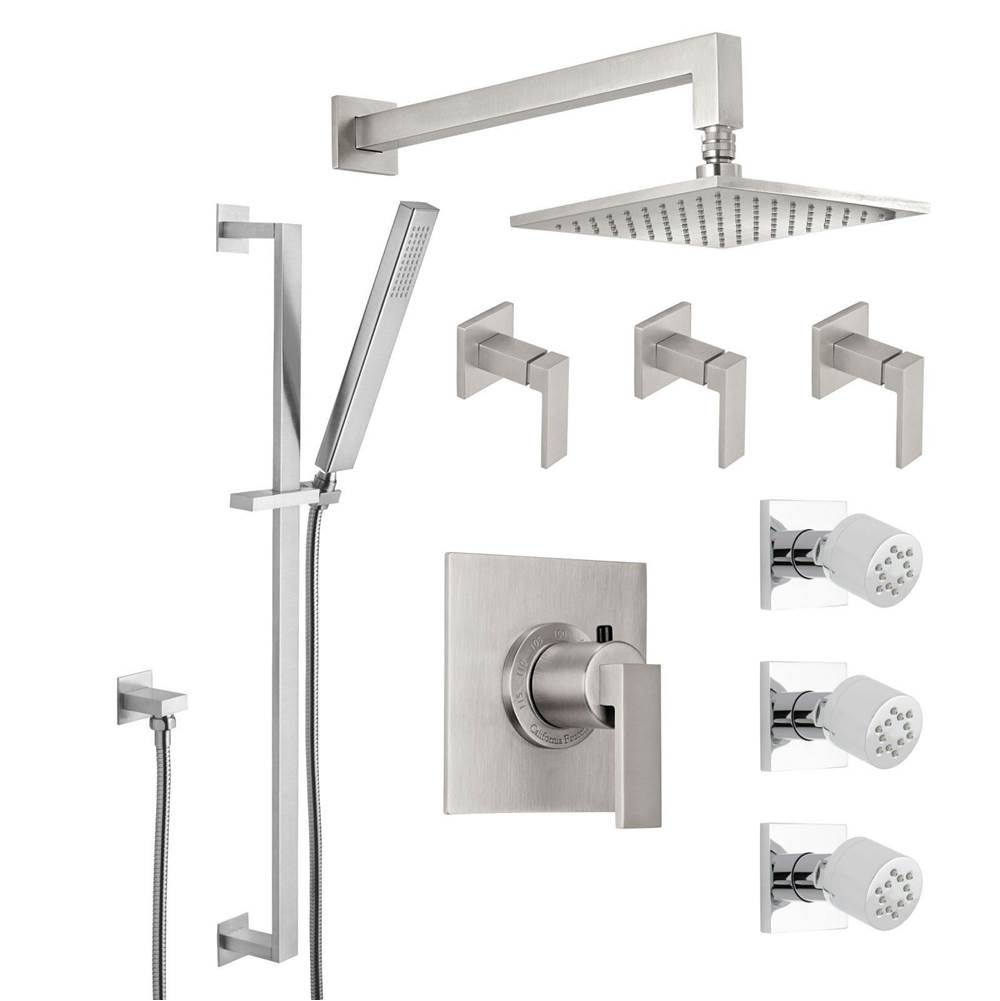 California Faucets Morro Bay StyleTherm® 3/4'' Thermostatic Shower System with Body Spray, Handshower on Slide Bar, and Showerhead