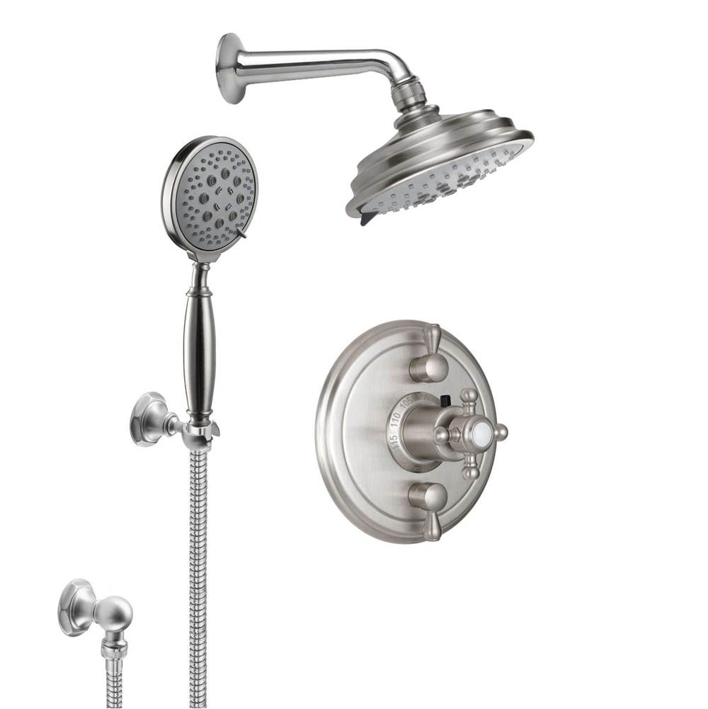 California Faucets Monterey StyleTherm® 1/2'' Thermostatic Shower System with Showerhead and Handshower on Hook