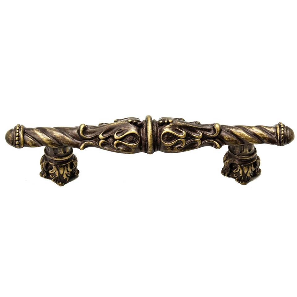 Carpe Diem Hardware Acanthus 3'' O.C. Pull Romanesque Style With Column Base In Antique Brass.