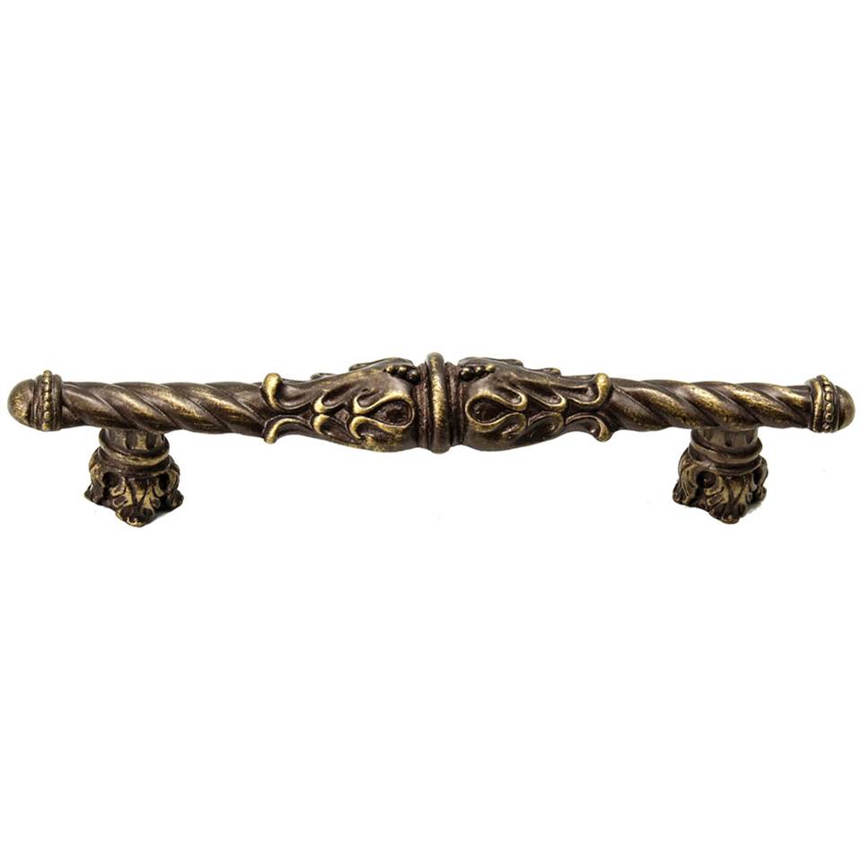 Carpe Diem Hardware Acanthus 4'' O.C. Pull Romanesque Style With Column Base In Antique Brass.