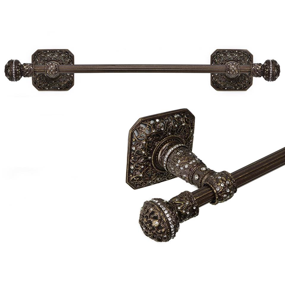 Carpe Diem Hardware Juliane Grace 36'' O.C. (Approximately) Towel Bar With 350 Swarovski Clear Crystals With 5/8'' Reeded Center