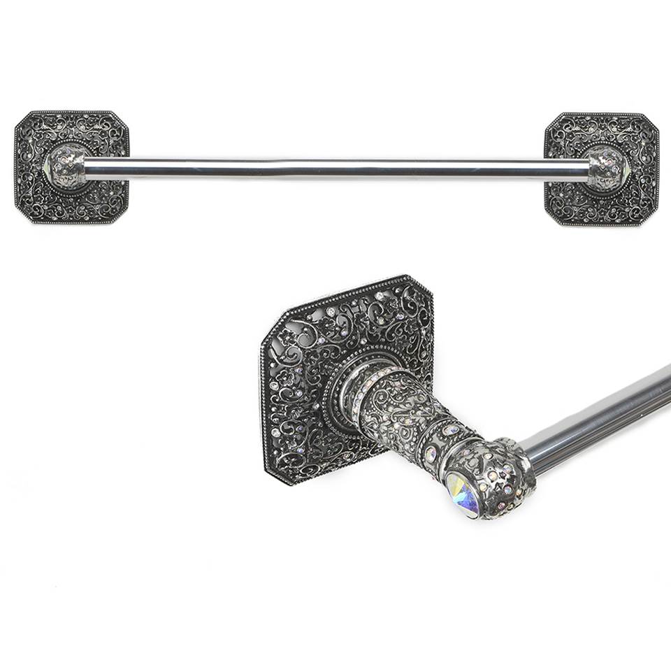 Carpe Diem Hardware Juliane Grace 16'' O.C. (Approximately) Towel Bar With 213 Swarovski Clear and Aurore Boreale Crystals With 5/8'' Smooth Center