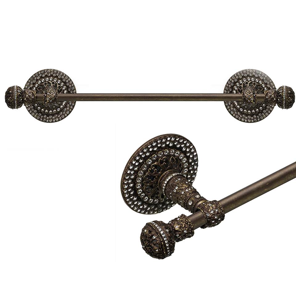 Carpe Diem Hardware Juliane Grace Ii 16'' O.C. (Approximately) Towel Bar With 417 Swarovski Clear Crystals With 5/8'' Smooth Center