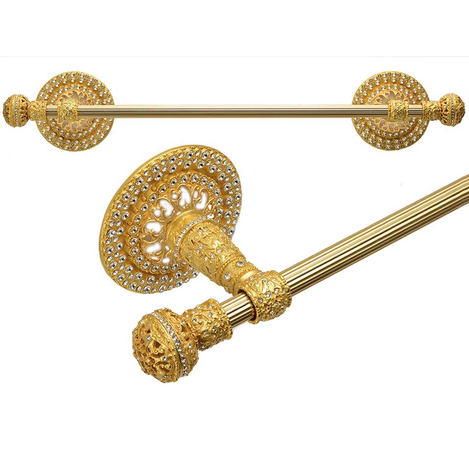 Carpe Diem Hardware Juliane Grace Ii 16'' O.C. (Approximately) Towel Bar With 417 Swarovski Clear Crystals With 5/8'' Reeded Center