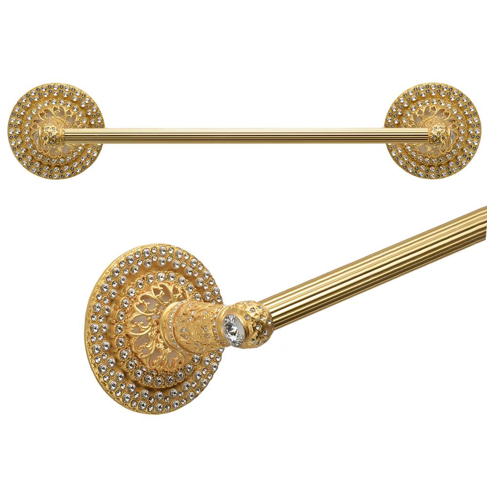 Carpe Diem Hardware Juliane Grace 16'' O.C. (Approximately) Towel Bar With Swarovski Clear Crystals With 5/8'' Reeded Center