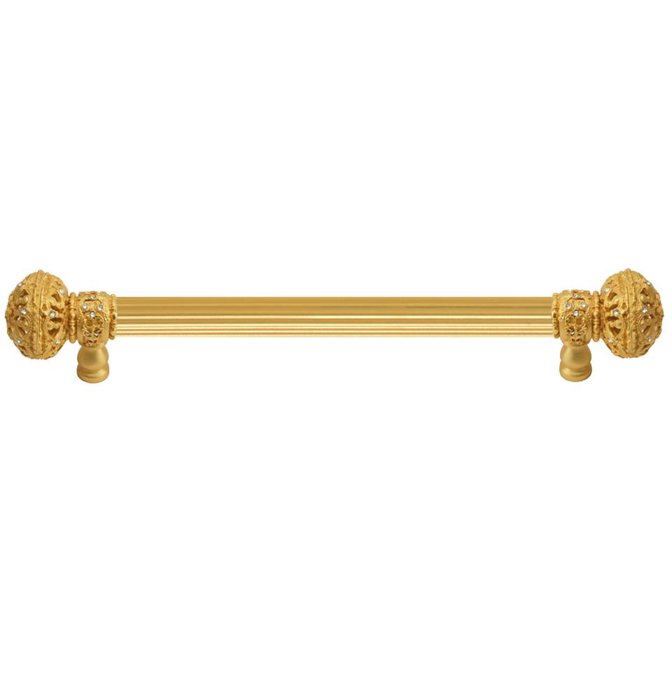 Carpe Diem Hardware Juliane Grace 6'' O.C. (Approximately) With 5/8'' Reeded Center Long Pull Large Finial With Clear Swarovski Crystals In Gilded Mercury.