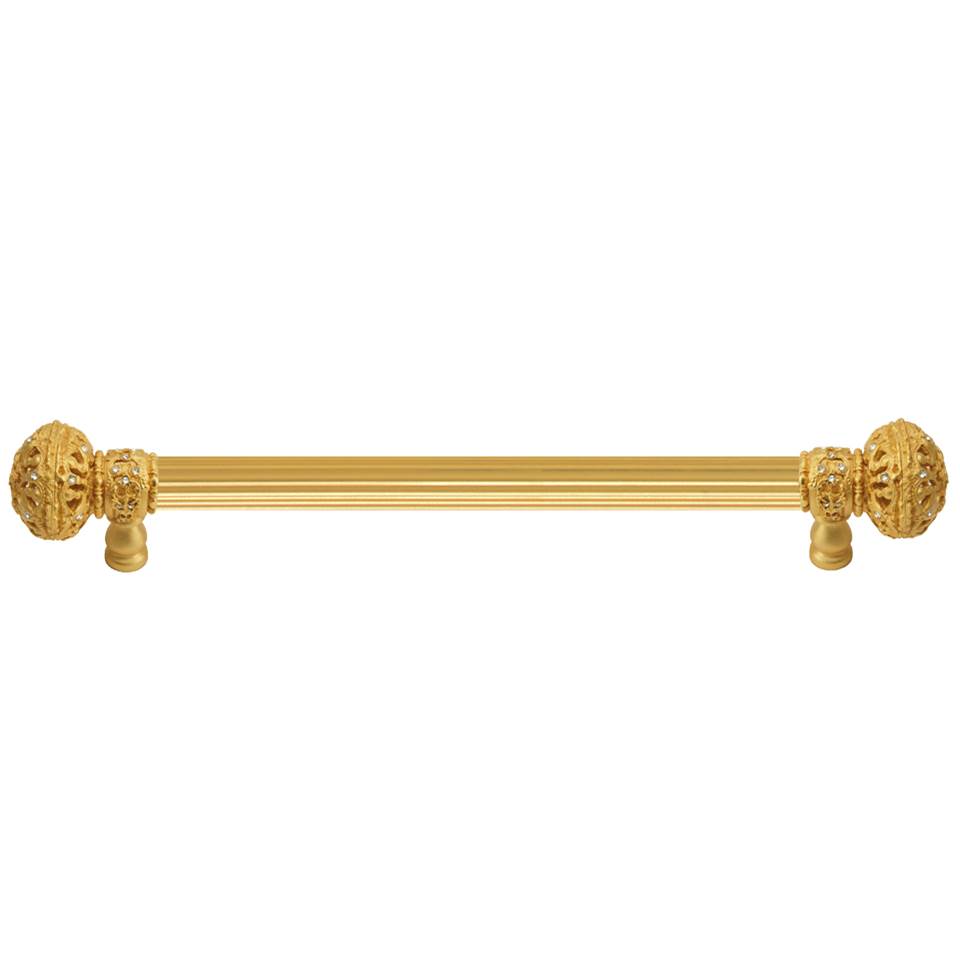 Carpe Diem Hardware Juliane Grace 9'' O.C. (Approximately) With 5/8'' Reeded Center Long Pull Large Finial With Clear Swarovski Crystals In Gilded Mercury.