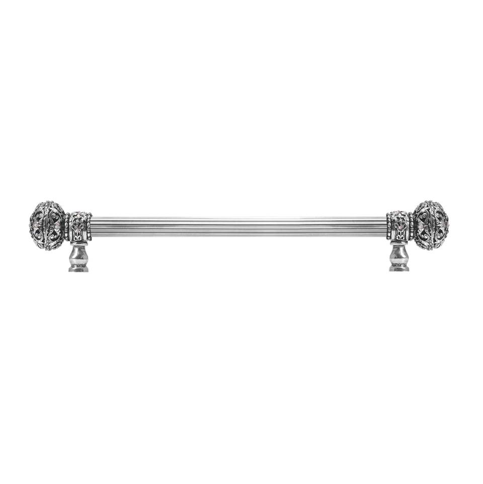 Carpe Diem Hardware Juliane Grace 12'' O.C.(Approx) With 5/8'' Reeded Center Long Pull Large Finial W/ 56 Swarovski Clear and Aurore Boreale Crystals
