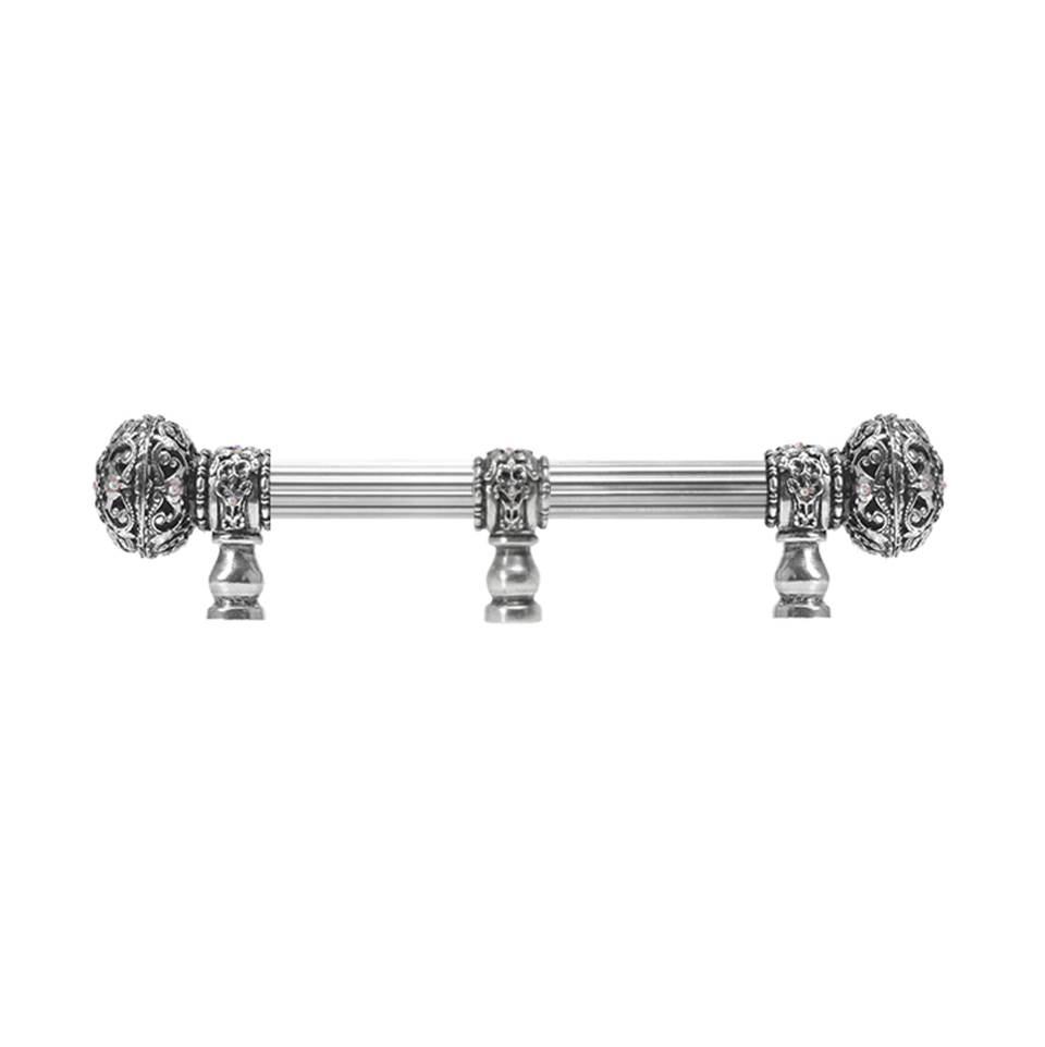 Carpe Diem Hardware Juliane Grace 6'' O.C. (Approx) With 5/8'' Reeded Center Long Pull Large Finial W/ 65 Swarovski Clear and Aurore Boreale Crystals With Center Brace