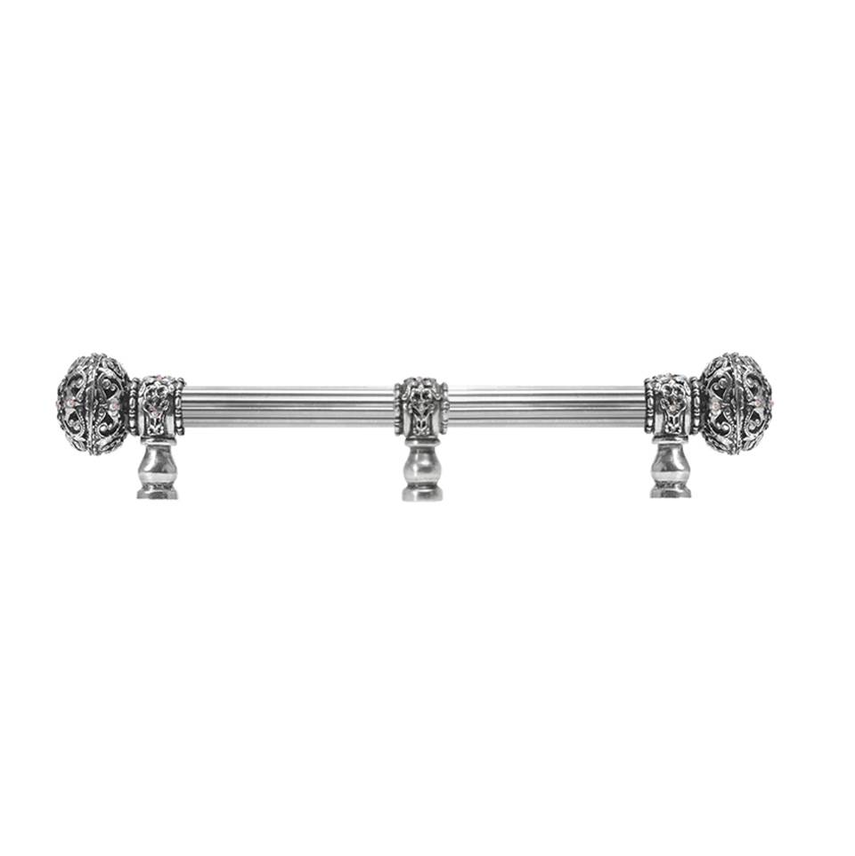 Carpe Diem Hardware Juliane Grace 9'' O.C. (Approx) With 5/8'' Reeded Center Long Pull Large Finial W/ 65 Swarovski Clear and Aurore Boreale Crystals With Center Brace