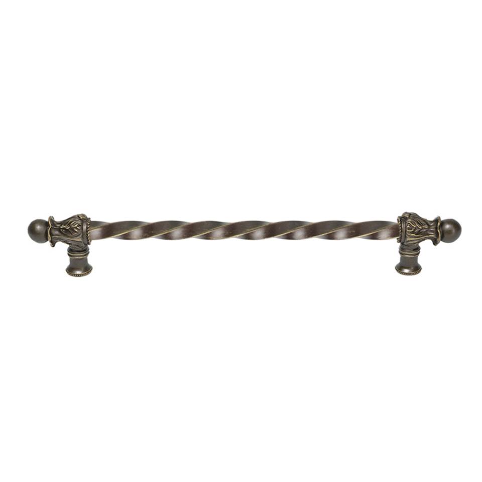 Carpe Diem Hardware Acanthus 12'' O.C. (Approx.) With 3/8'' Twist Bar Long Pull Romanesque Style In Antique Brass.