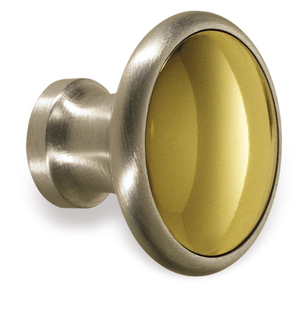 Colonial Bronze Cabinet Knob Hand Finished in Matte Satin Nickel and Polished Brass