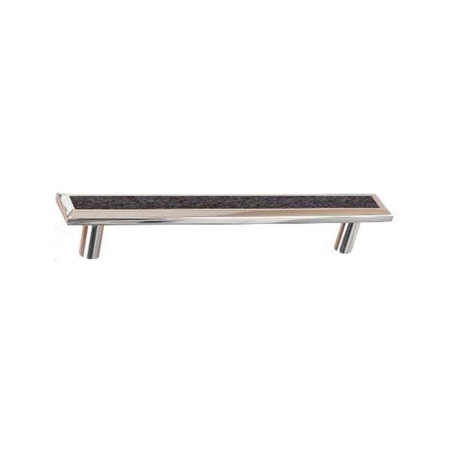 Colonial Bronze Leather Accented Rectangular, Beveled Appliance Pull, Door Pull, Shower Door Pull With Straight Posts, Polished Copper x Worn Leather Cappuccino