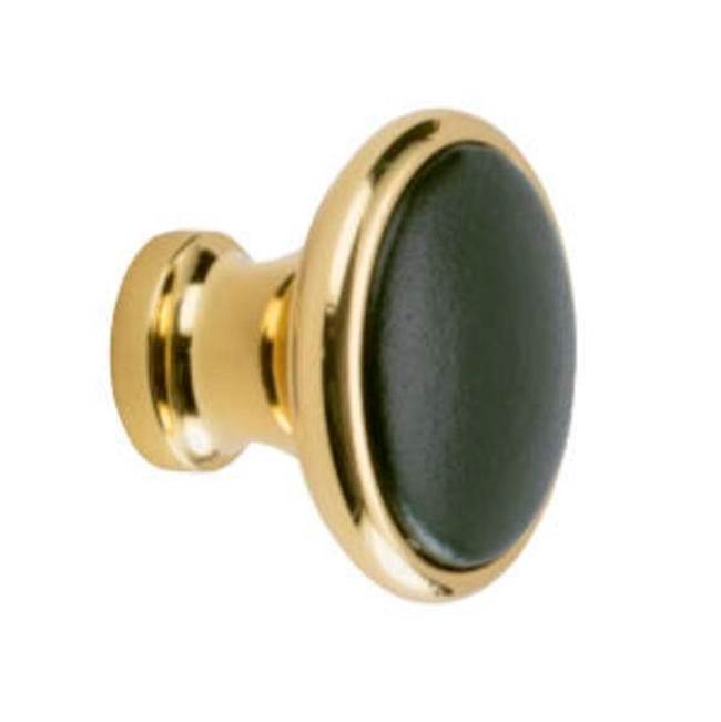 Colonial Bronze Leather Accented Round Cabinet Knob, Satin Chrome x Royal Hide Dead White Leather
