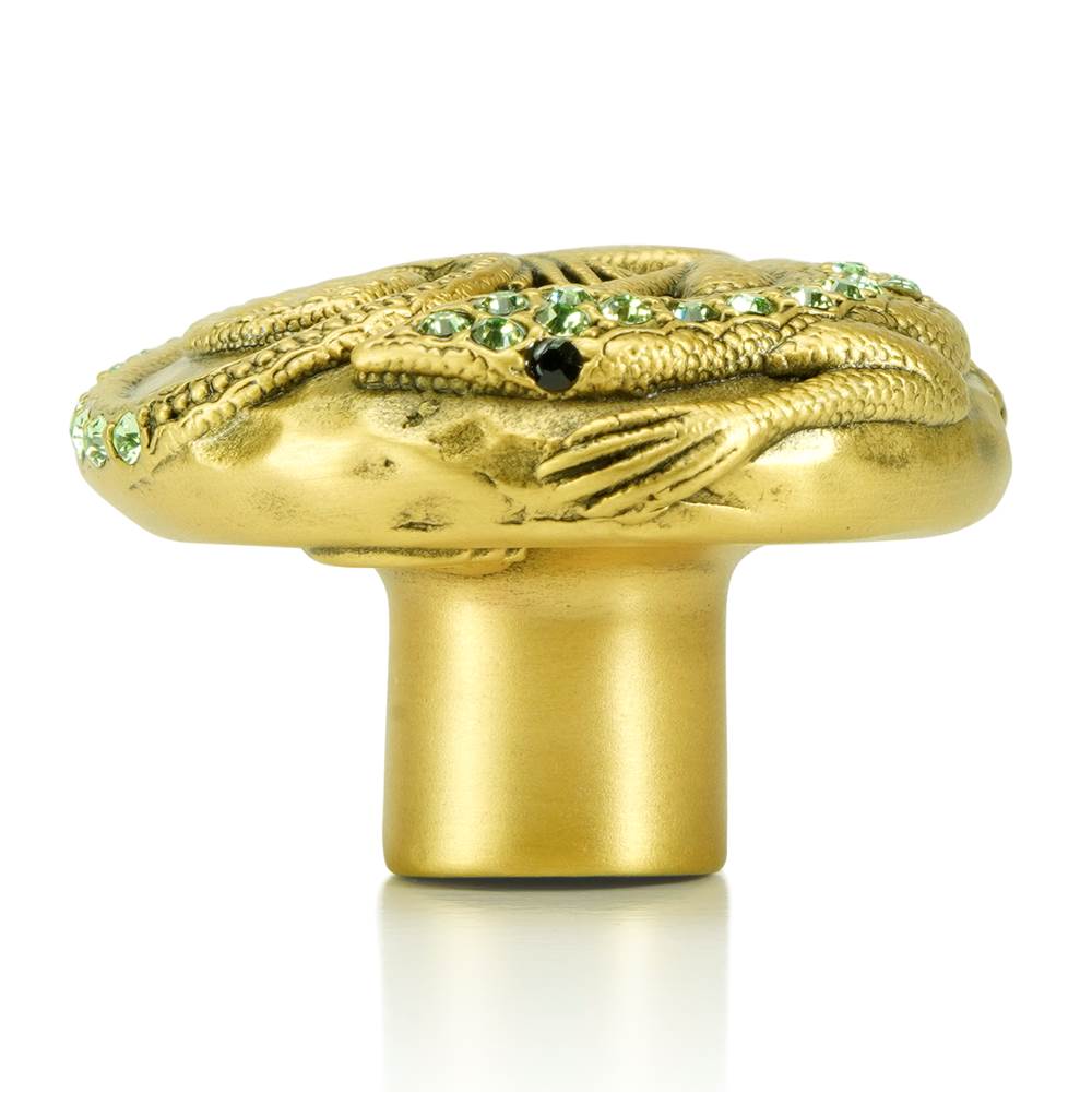 Edgar Berebi Knob; Lizard; Peridot Crystal Museum Gold Finish