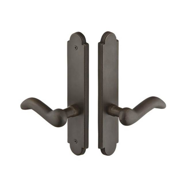 Emtek Multi Point C6, Non-Keyed American T-turn IS, Arched Style, 2'' x 10'', Durango Lever, LH, FB
