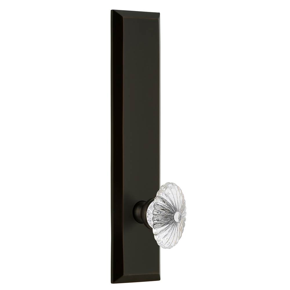Grandeur Hardware Grandeur Hardware Fifth Avenue Tall Plate Passage with Burgundy Knob in Timeless Bronze