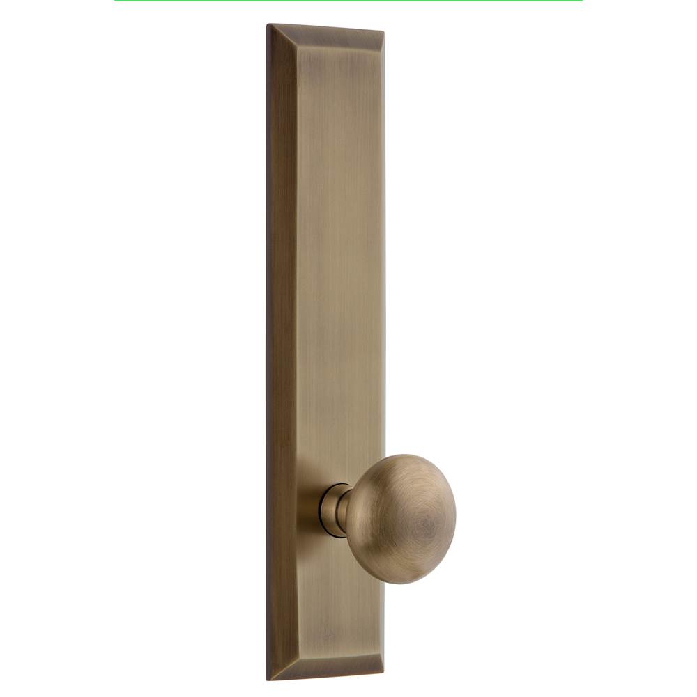 Grandeur Hardware Grandeur Hardware Fifth Avenue Tall Plate Double Dummy with Fifth Avenue Knob in Vintage Brass