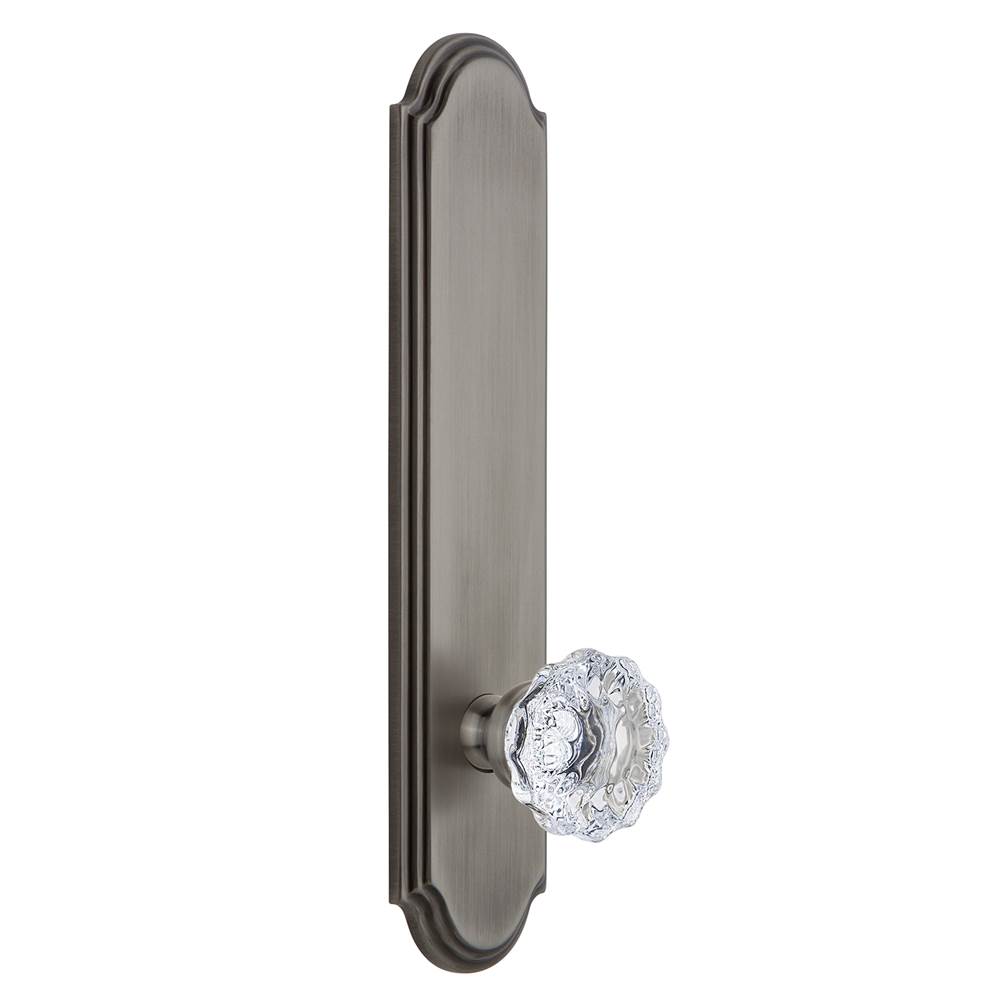 Grandeur Hardware Grandeur Hardware Arc Tall Plate Passage with Fontainebleau Knob in Antique Pewter