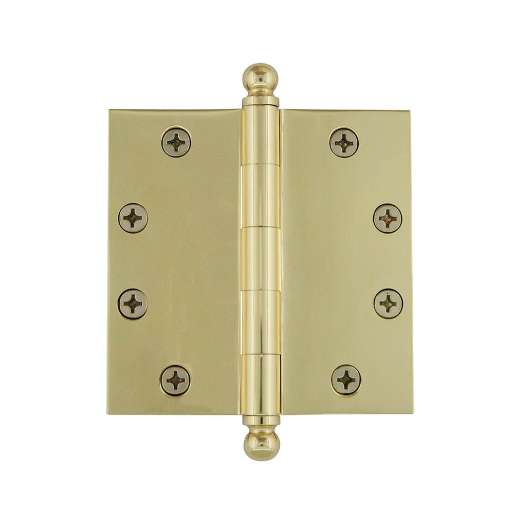 Grandeur Hardware Grandeur Hardware 4.5'' Ball Tip Heavy Duty Hinge with Square Corners in Unlacquered Brass