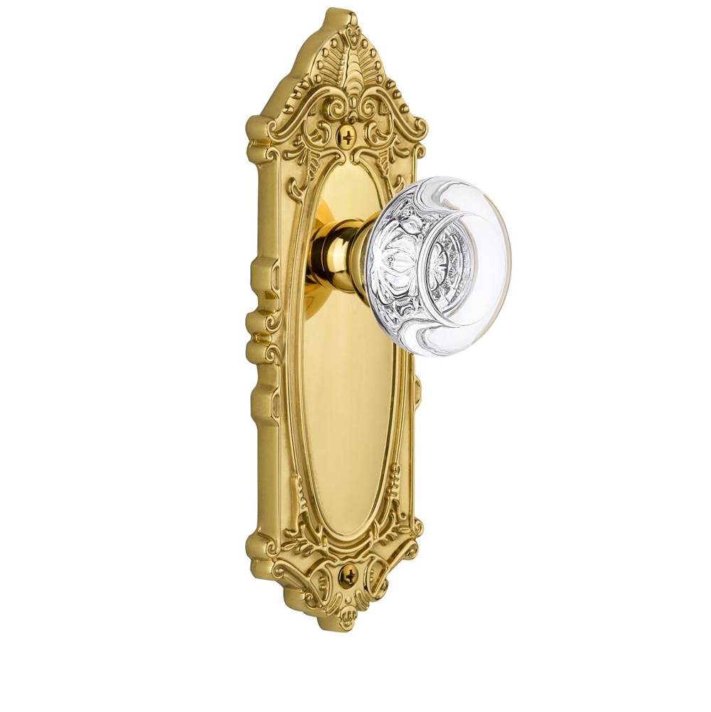 Grandeur Hardware Grandeur - Privacy Knob - Grande Victorian Plate with Bordeaux Crystal Knob in Polished Brass