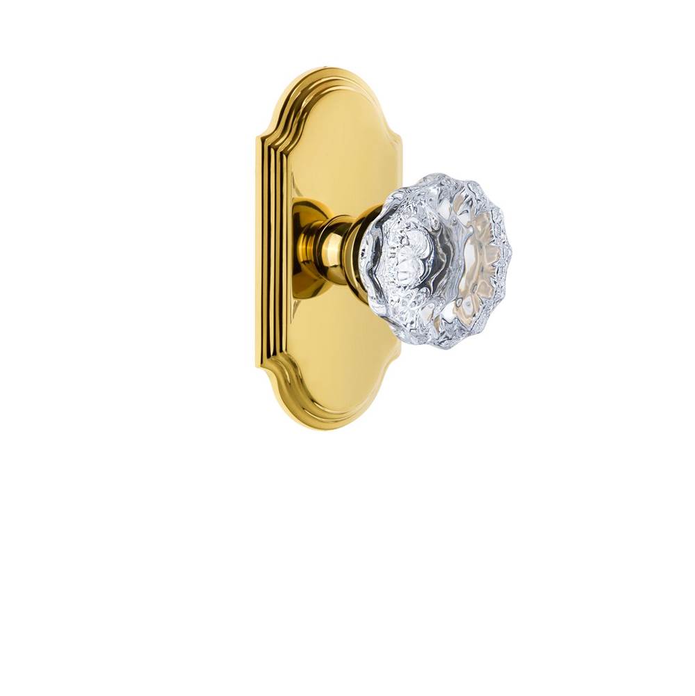 Grandeur Hardware Grandeur Arc Plate Double Dummy with Fontainebleau Crystal Knob in Lifetime Brass
