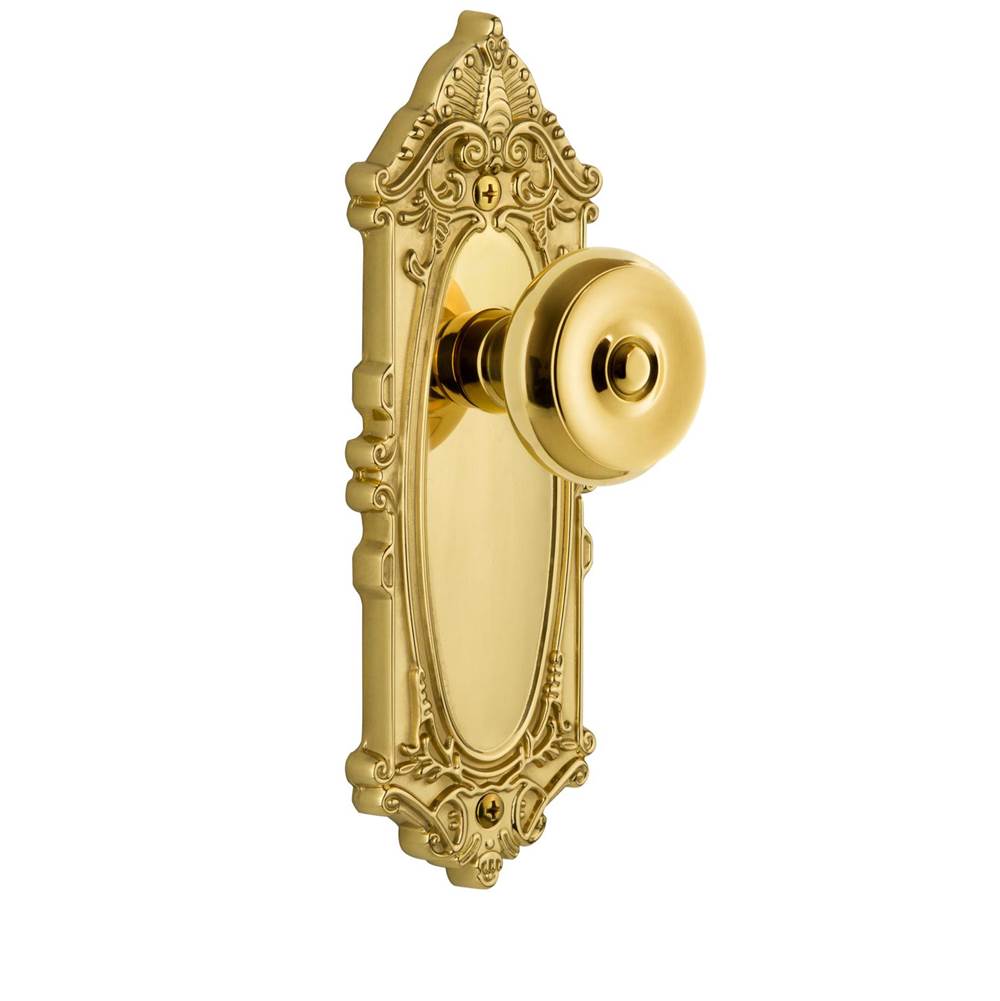 Grandeur Hardware Grandeur Grande Victorian Plate Passage with Bouton Knob in Polished Brass