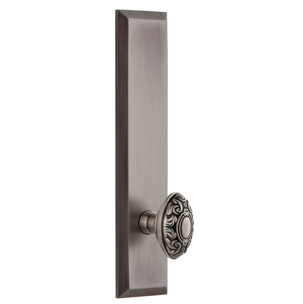 Grandeur Hardware Grandeur Hardware Fifth Avenue Tall Plate Passage with Grande Victorian Knob in Antique Pewter