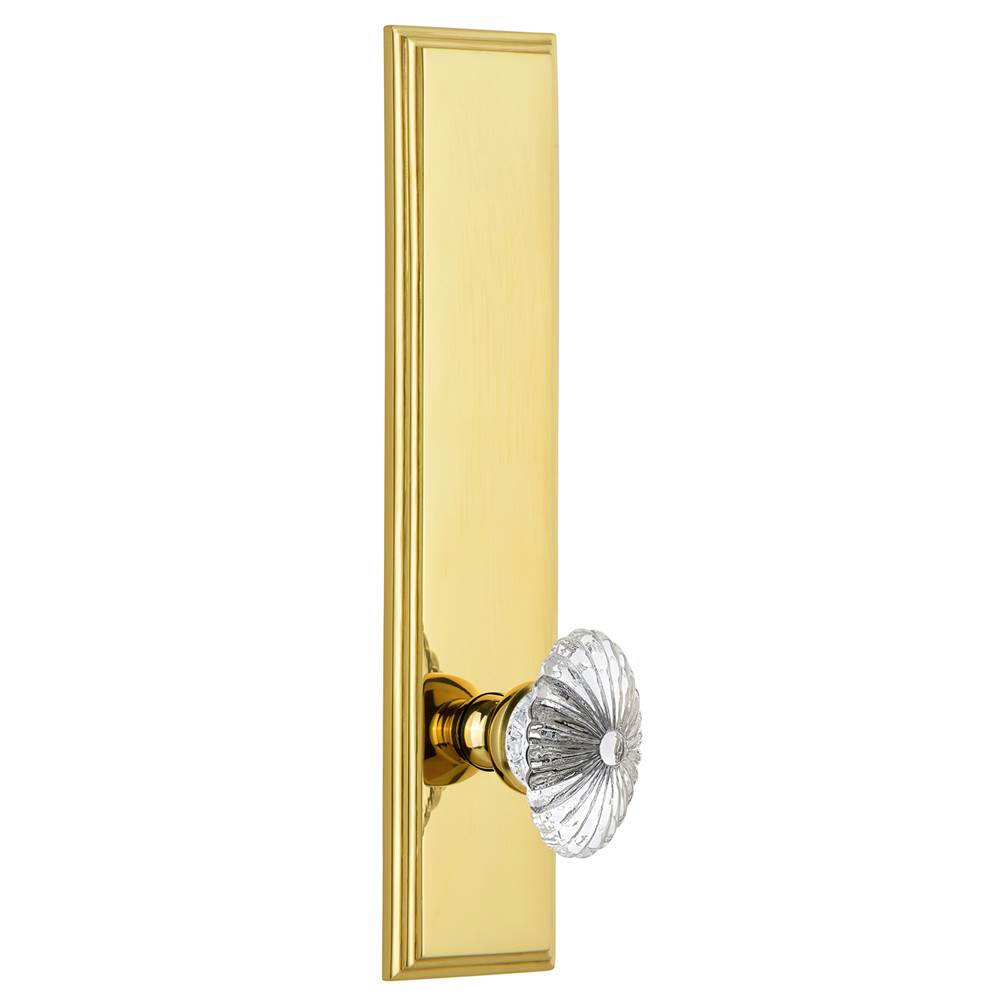 Grandeur Hardware Grandeur Hardware Carre'' Tall Plate Privacy with Burgundy Knob in Polished Brass