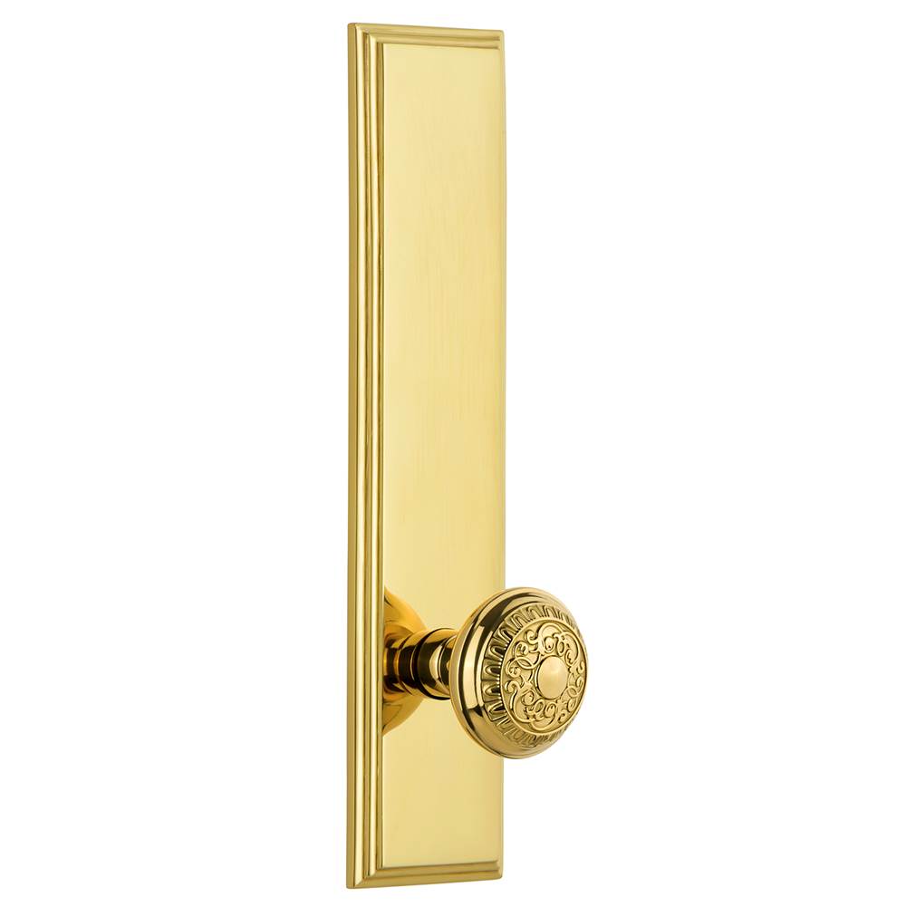 Grandeur Hardware Grandeur Hardware Carre'' Tall Plate Privacy with Windsor Knob in Polished Brass