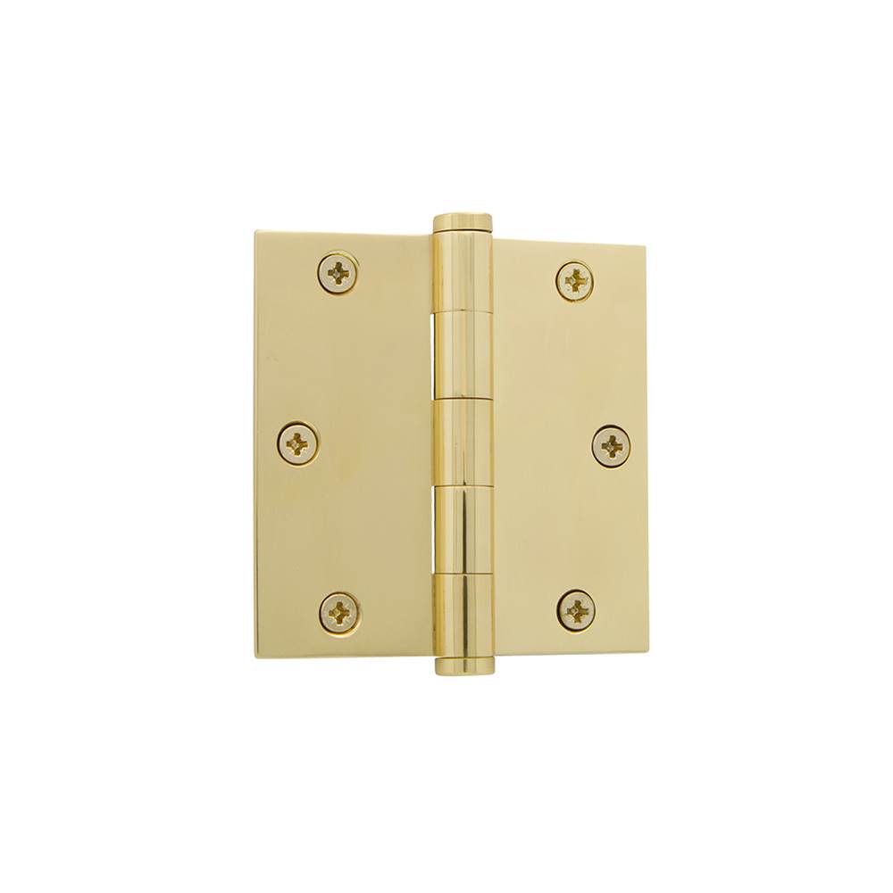 Grandeur Hardware Grandeur Hardware 3.5'' Button Tip Residential Hinge with Square Corners in Unlacquered Brass