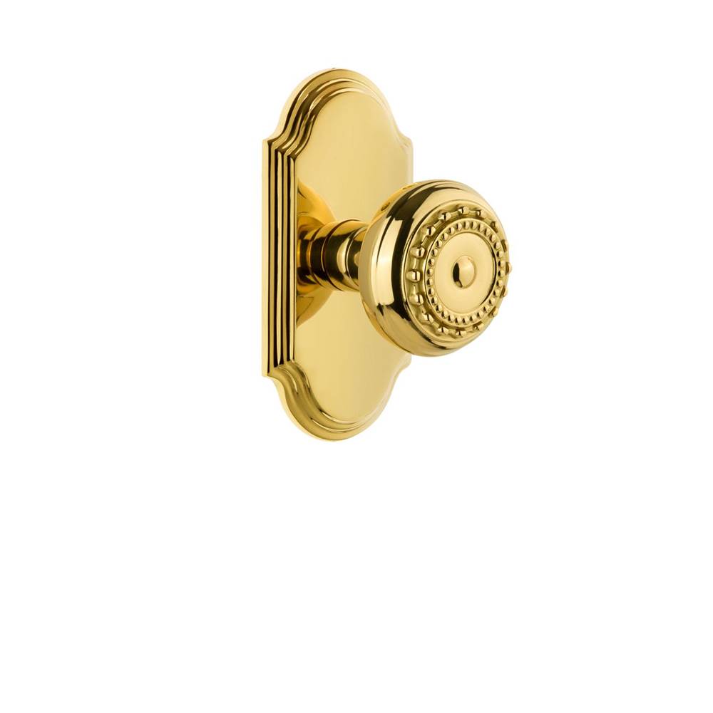 Grandeur Hardware Grandeur Arc Plate Privacy with Parthenon Knob in Polished Brass