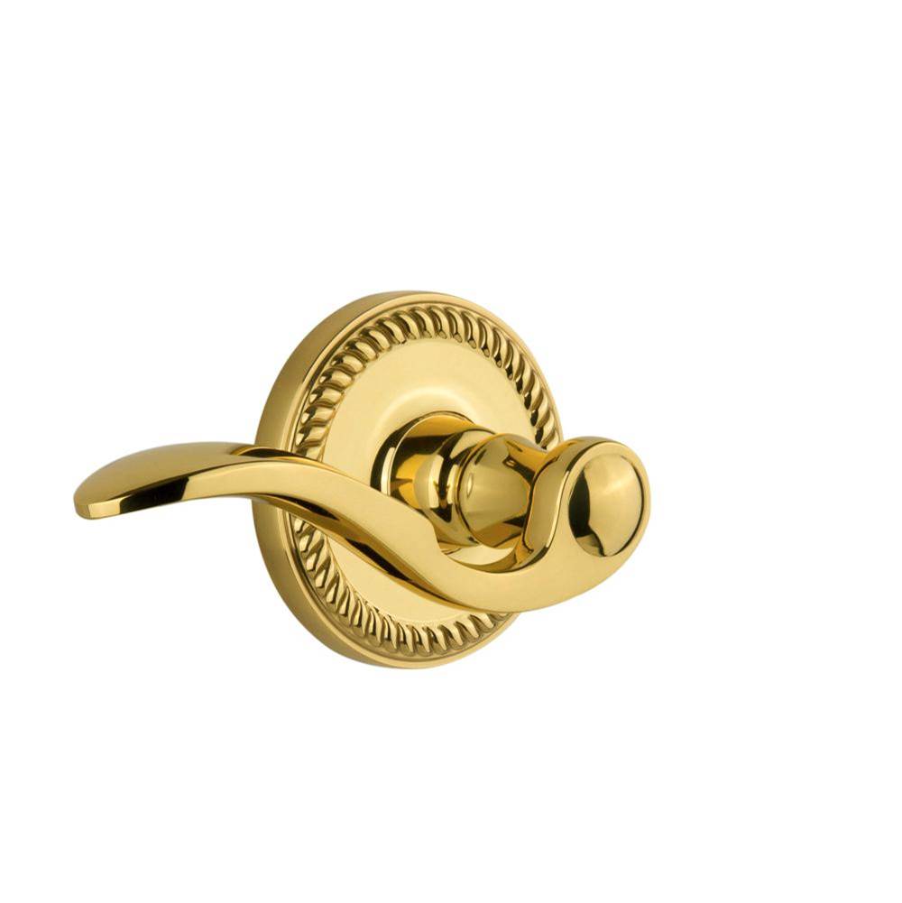 Grandeur Hardware Grandeur - Privacy Left Handed Knob - Newport Rosette with Bellagio Lever in Polished Brass