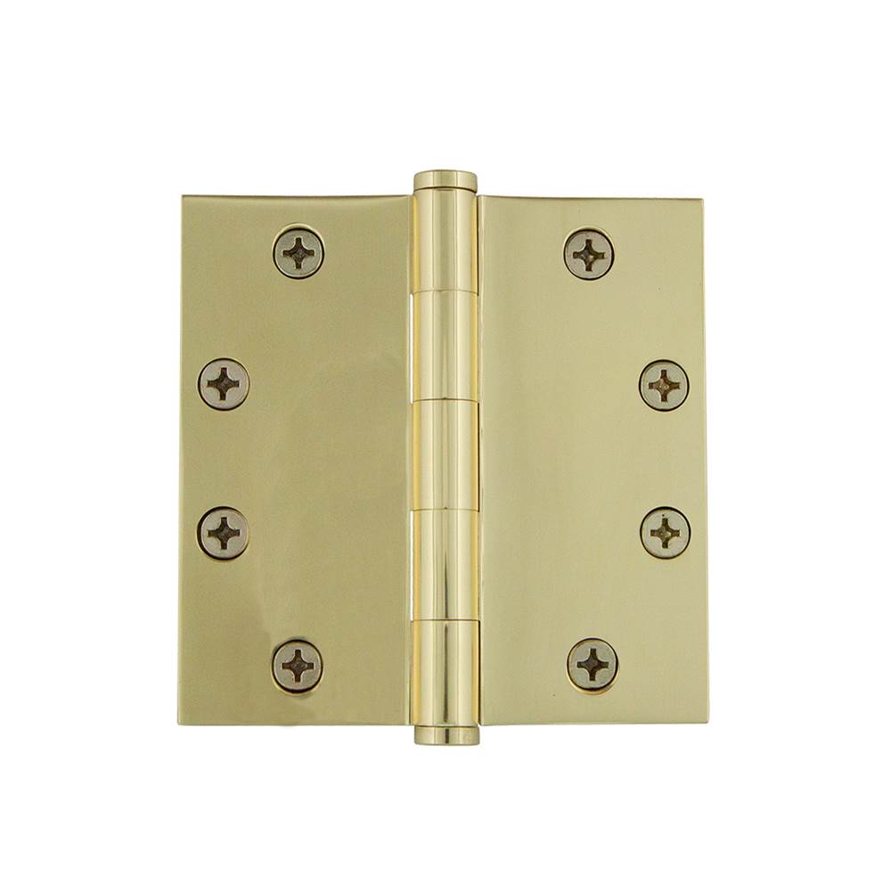 Grandeur Hardware Grandeur Hardware 4.5'' Button Tip Heavy Duty Hinge with Square Corners in Unlacquered Brass