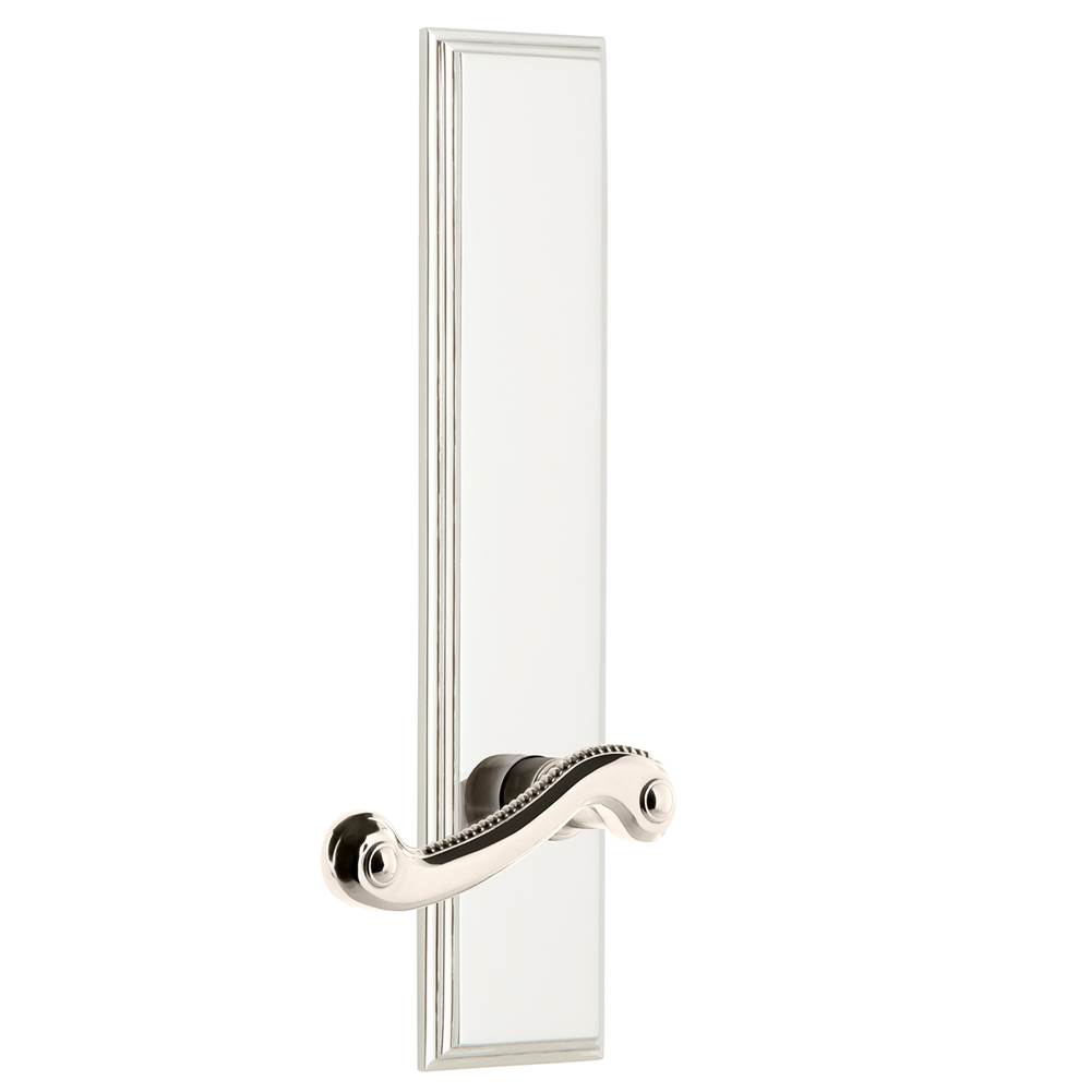 Grandeur Hardware Grandeur Hardware Carre'' Tall Plate Passage with Newport Lever in Polished Nickel