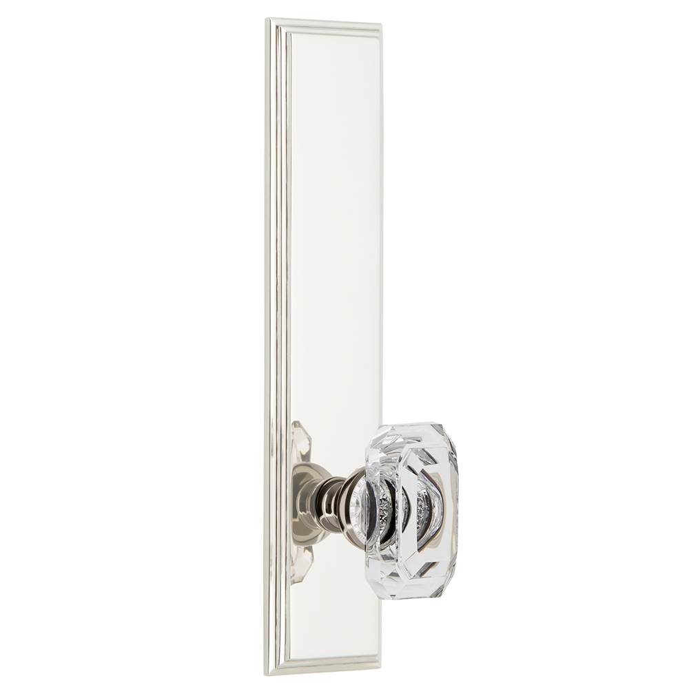 Grandeur Hardware Grandeur Hardware Carre'' Tall Plate Privacy with Baguette Clear Crystal Knob in Polished Nickel