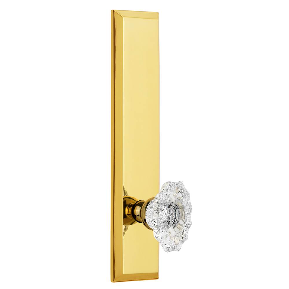 Grandeur Hardware Grandeur Hardware Fifth Avenue Tall Plate Privacy with Biarritz Knob in Lifetime Brass