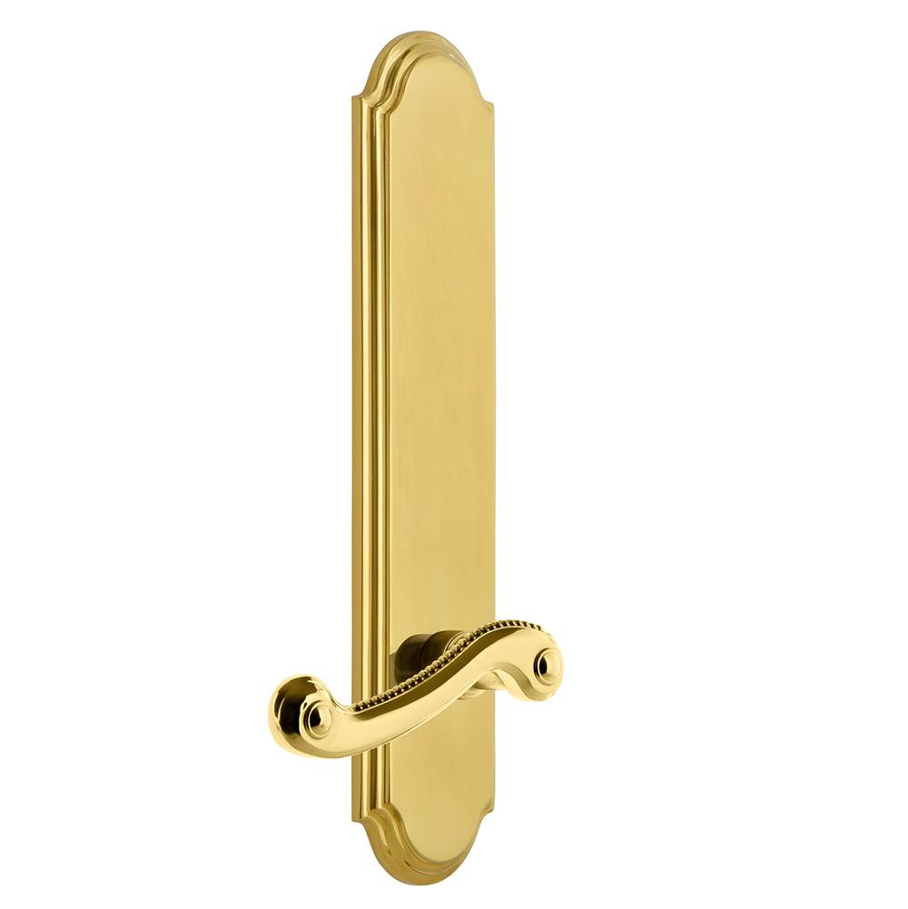 Grandeur Hardware Grandeur Hardware Arc Tall Plate Privacy with Newport Lever in Lifetime Brass