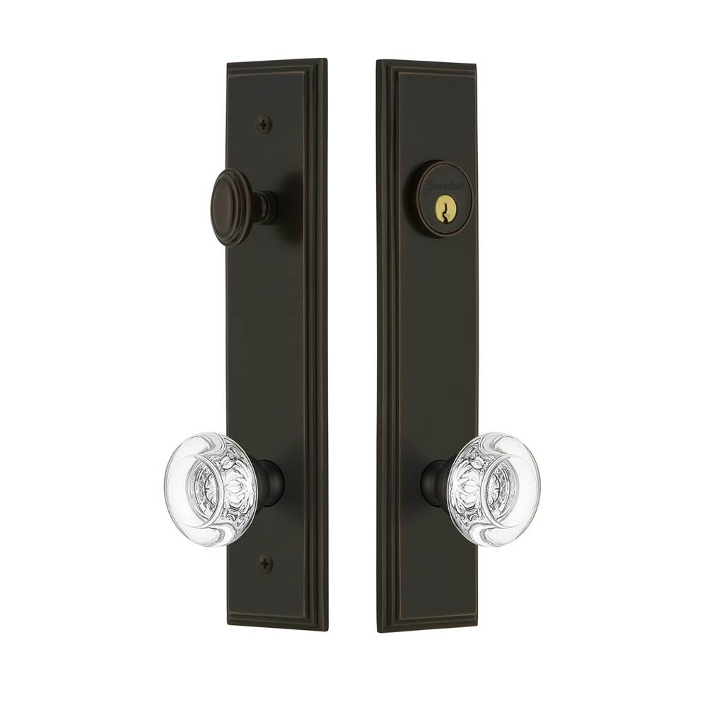 Grandeur Hardware Grandeur Hardware Carre'' Tall Plate Complete Entry Set with Bordeaux Knob in Timeless Bronze