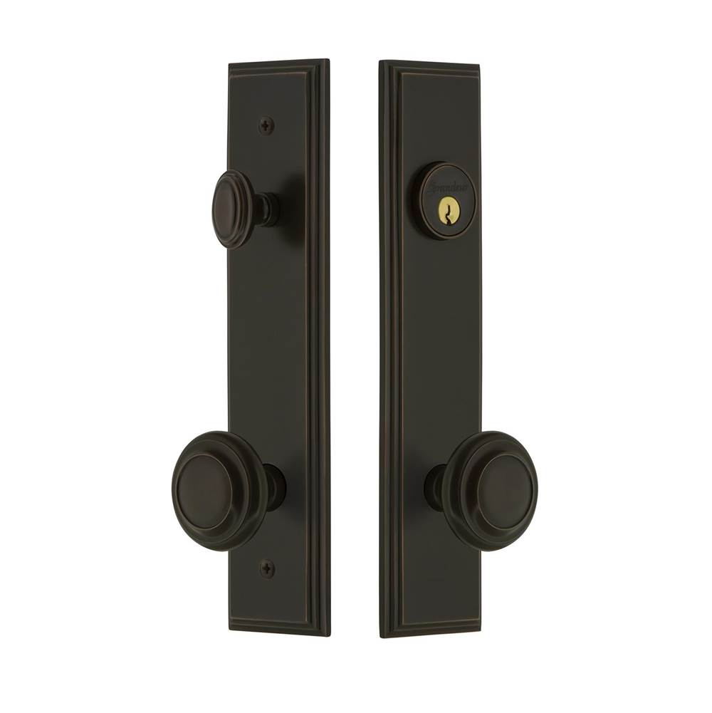 Grandeur Hardware Grandeur Hardware Carre'' Tall Plate Complete Entry Set with Circulaire Knob in Timeless Bronze