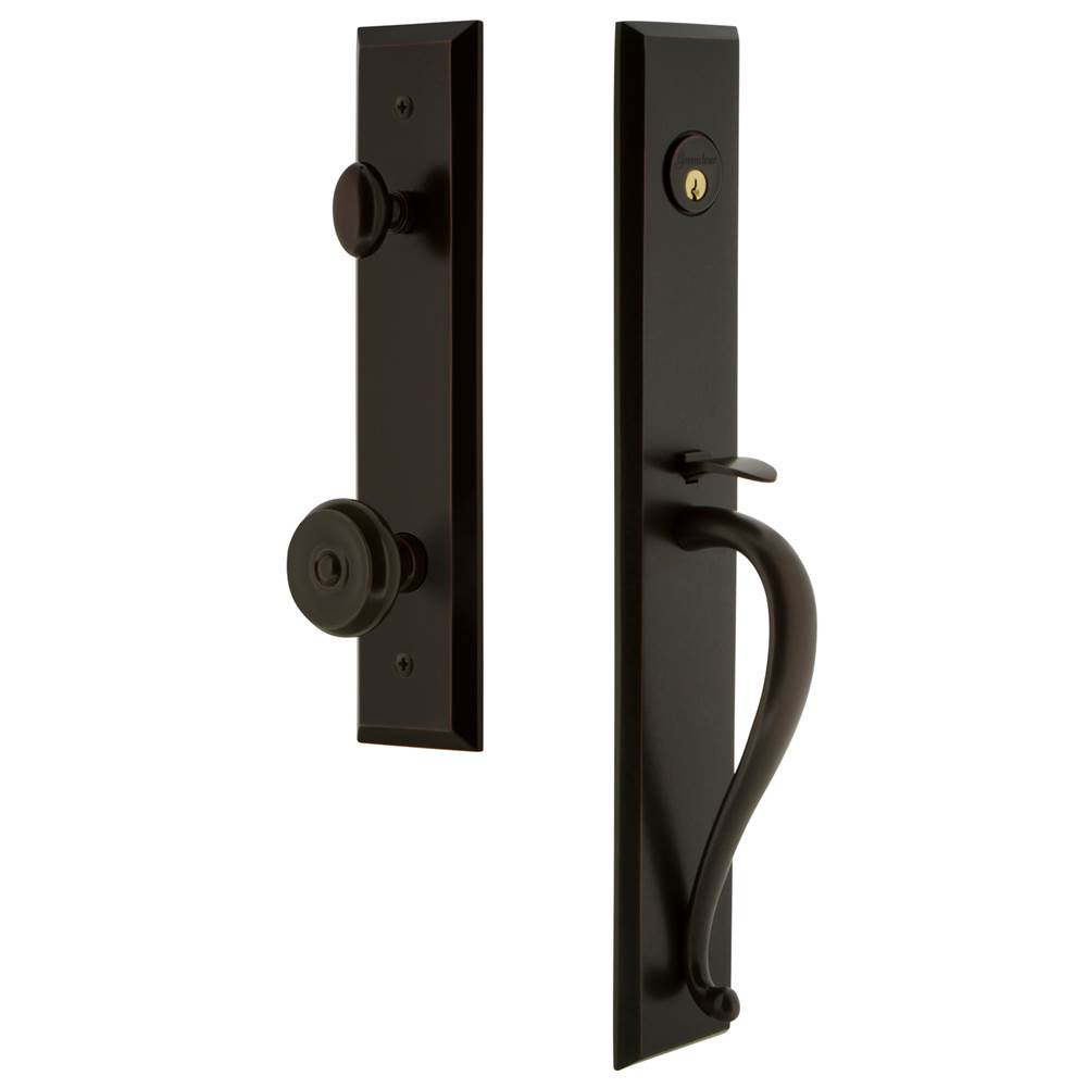 Grandeur Hardware Grandeur Hardware Fifth Avenue One-Piece Handleset with S Grip and Bouton Knob in Timeless Bronze