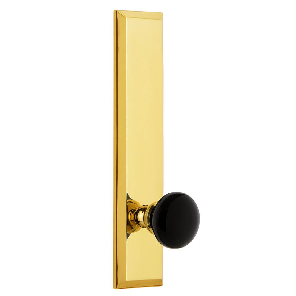 Grandeur Hardware Grandeur Fifth Avenue Plate Passage Tall Plate Coventry Knob in Lifetime Brass