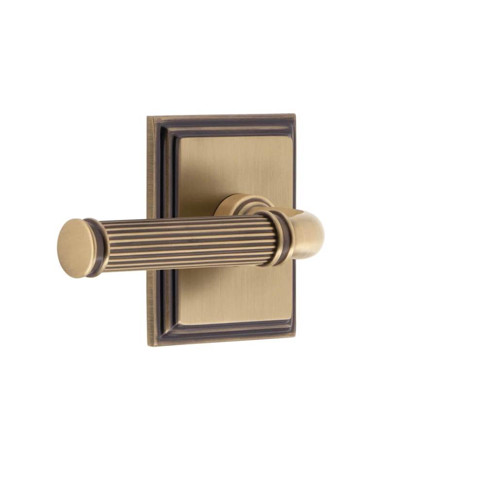 Grandeur Hardware Carre Square Rosette Privacy with Soleil Lever in Vintage Brass