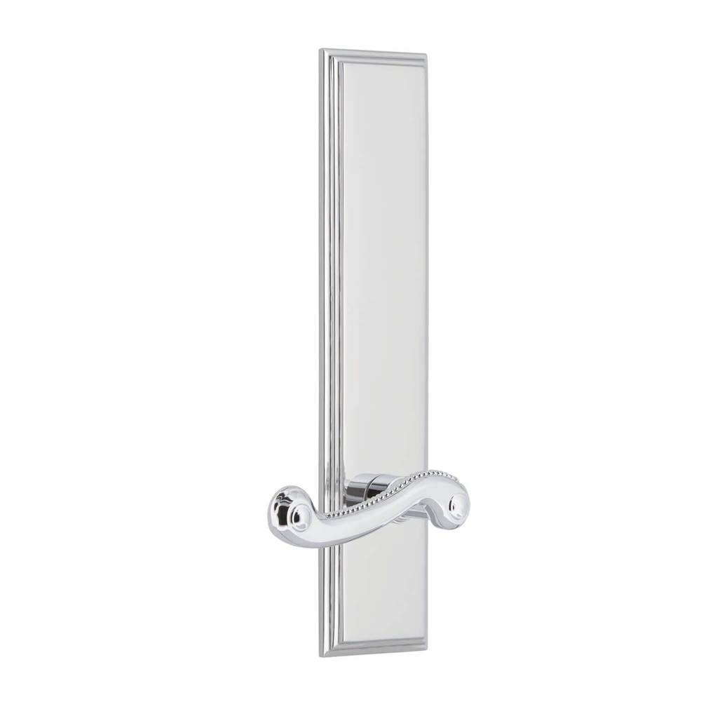 Grandeur Hardware Carre Tall Plate Privacy with Newport Lever in Bright Chrome