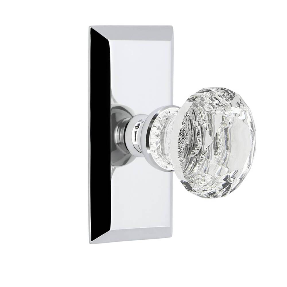 Grandeur Hardware Fifth Avenue Short Plate Privacy with Brilliant Crystal Knob in Bright Chrome