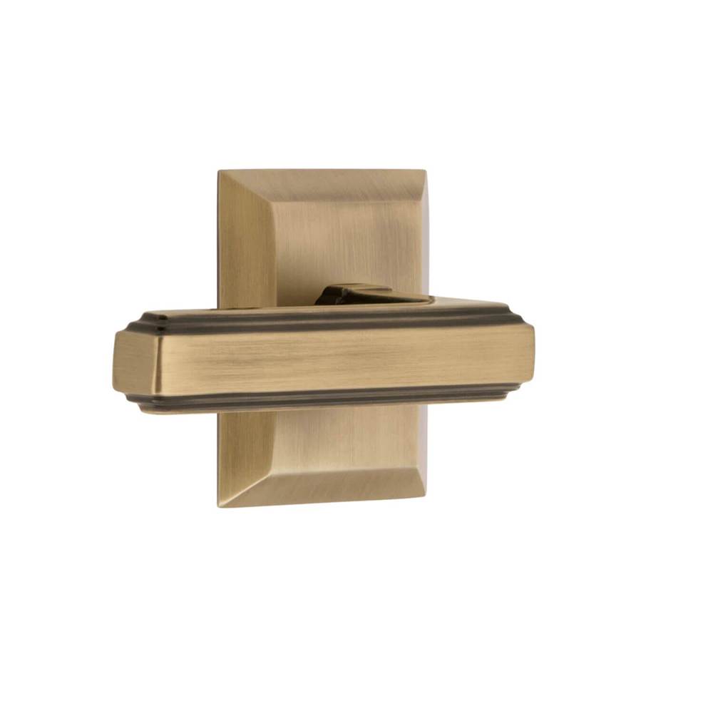 Grandeur Hardware Fifth Avenue Square Rosette Double Dummy with Carre Lever in Vintage Brass