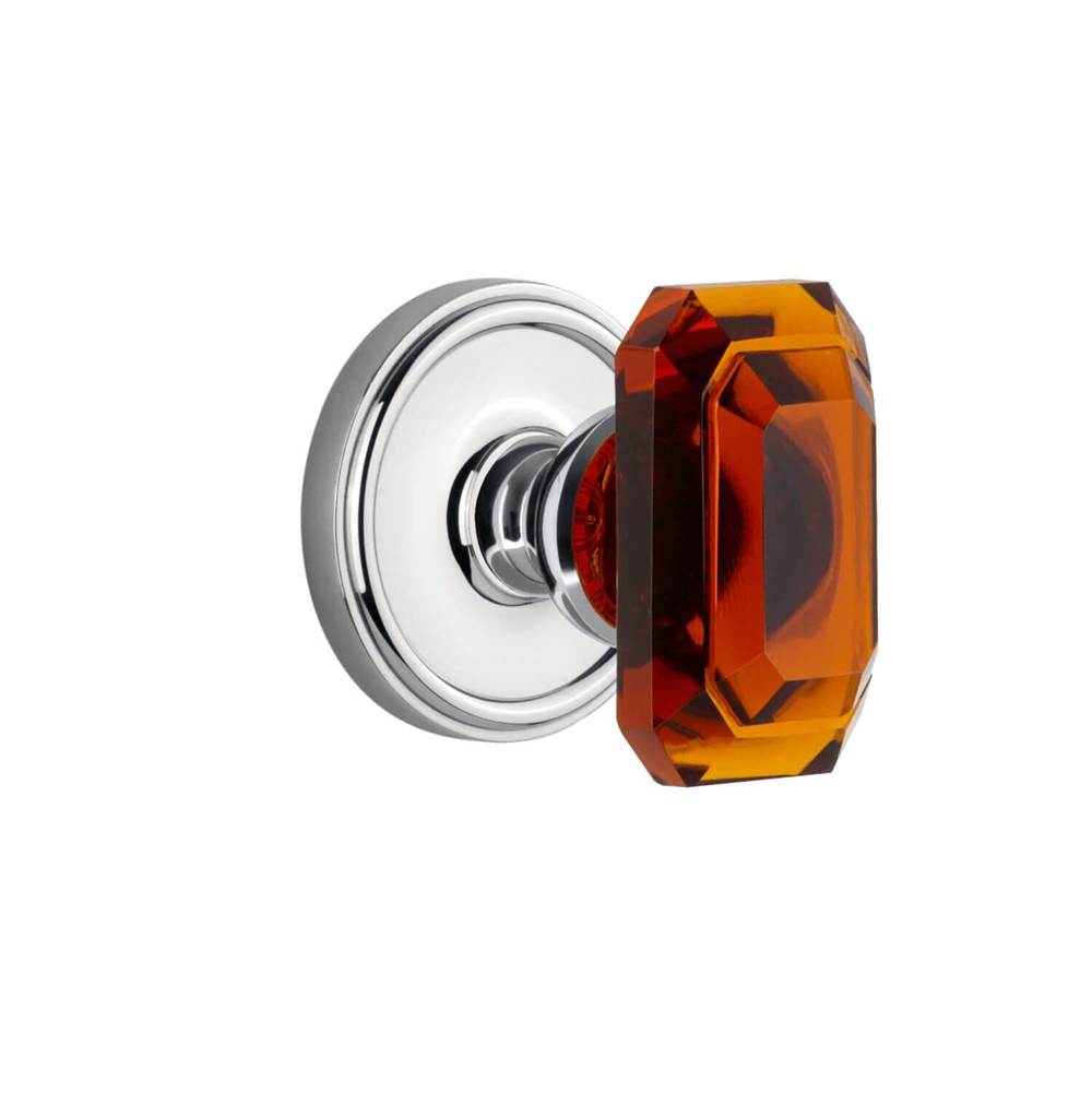 Grandeur Hardware Georgetown Rosette Single Dummy with Baguette Amber Crystal Knob in Bright Chrome