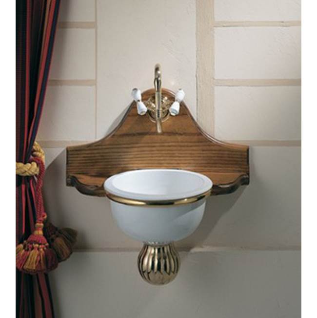 Herbeau ''Rince Doigts'' Set With Wooden Support, Bowl and Brass Ring in Polished Nickel